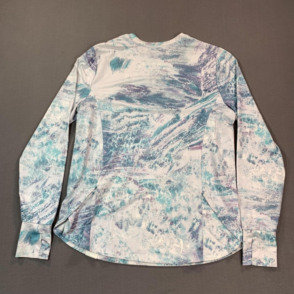 Realtree Fishing Shirt Mens MED Blue Camo Long Sleeve Crew Neck Performance Tee - Picture 9 of 15